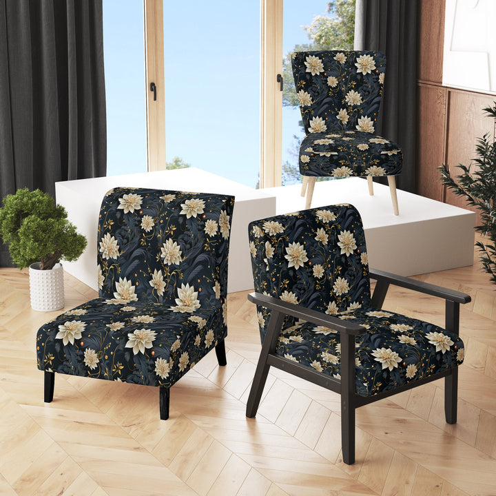 Beige And Blue Meditation Flowers Delight - Bohemian Arm Chair