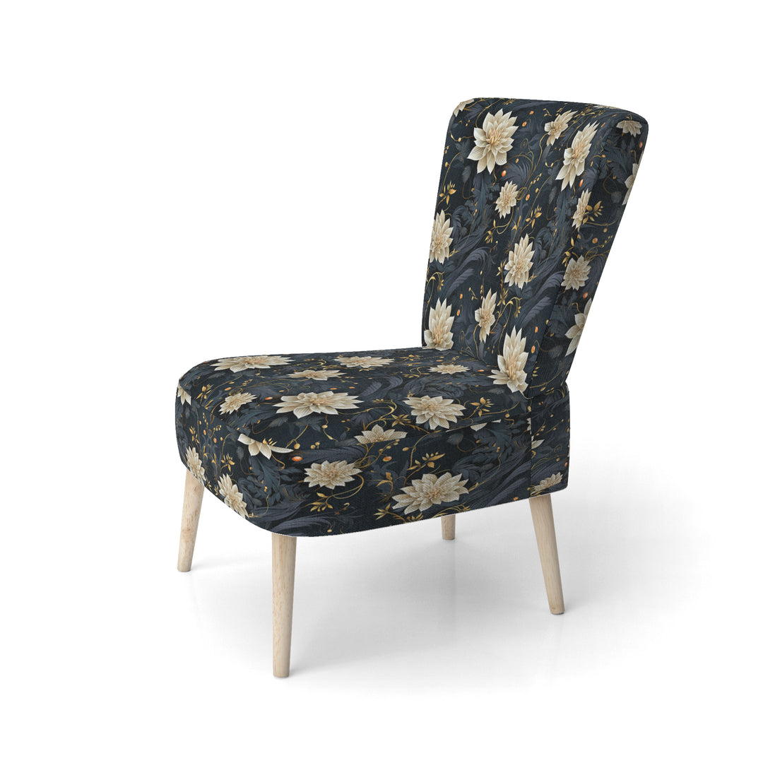Beige And Blue Meditation Flowers Delight - Bohemian Arm Chair