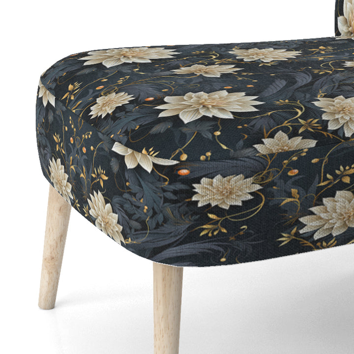 Beige And Blue Meditation Flowers Delight - Bohemian Arm Chair