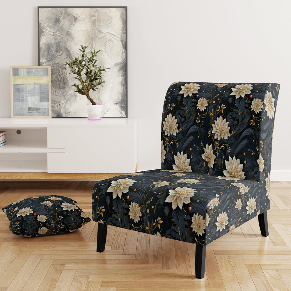 Beige And Blue Meditation Flowers Delight - Bohemian Arm Chair