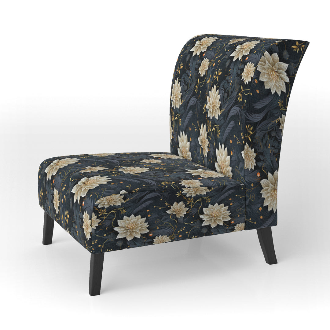 Beige And Blue Meditation Flowers Delight - Bohemian Arm Chair