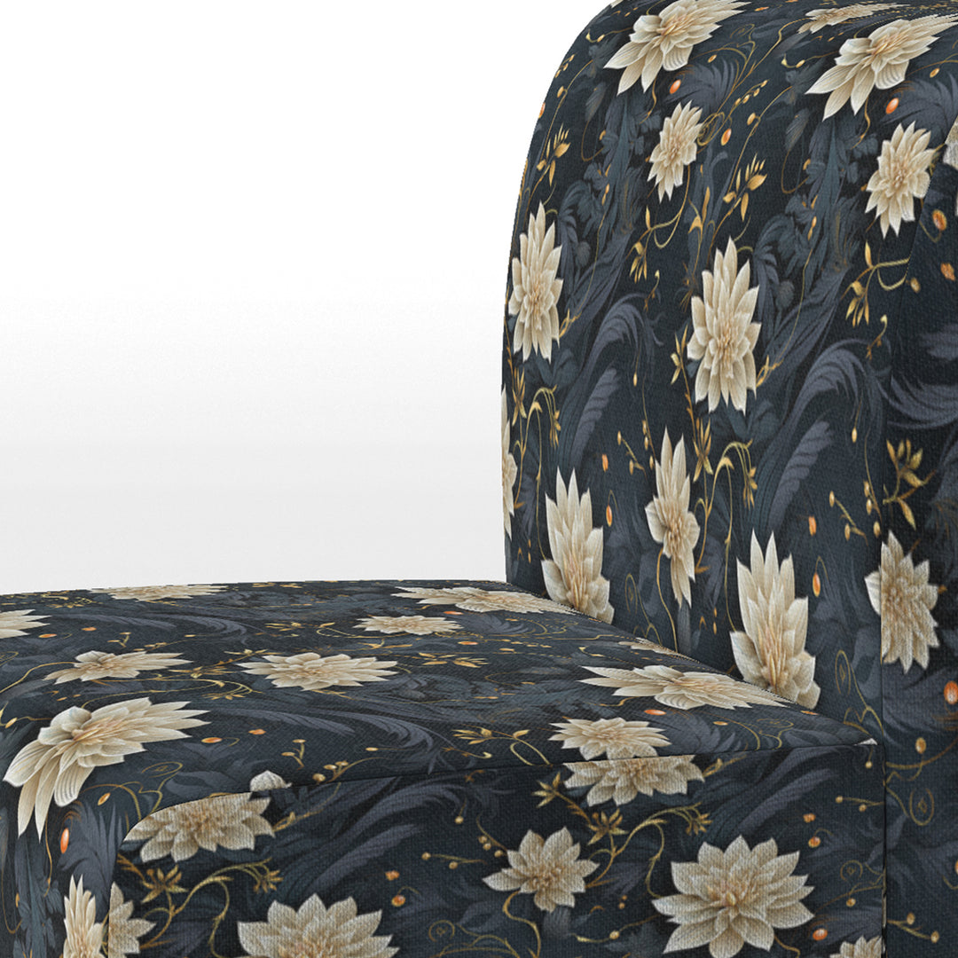 Beige And Blue Meditation Flowers Delight - Bohemian Arm Chair