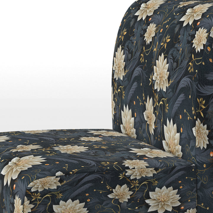 Beige And Blue Meditation Flowers Delight - Bohemian Arm Chair