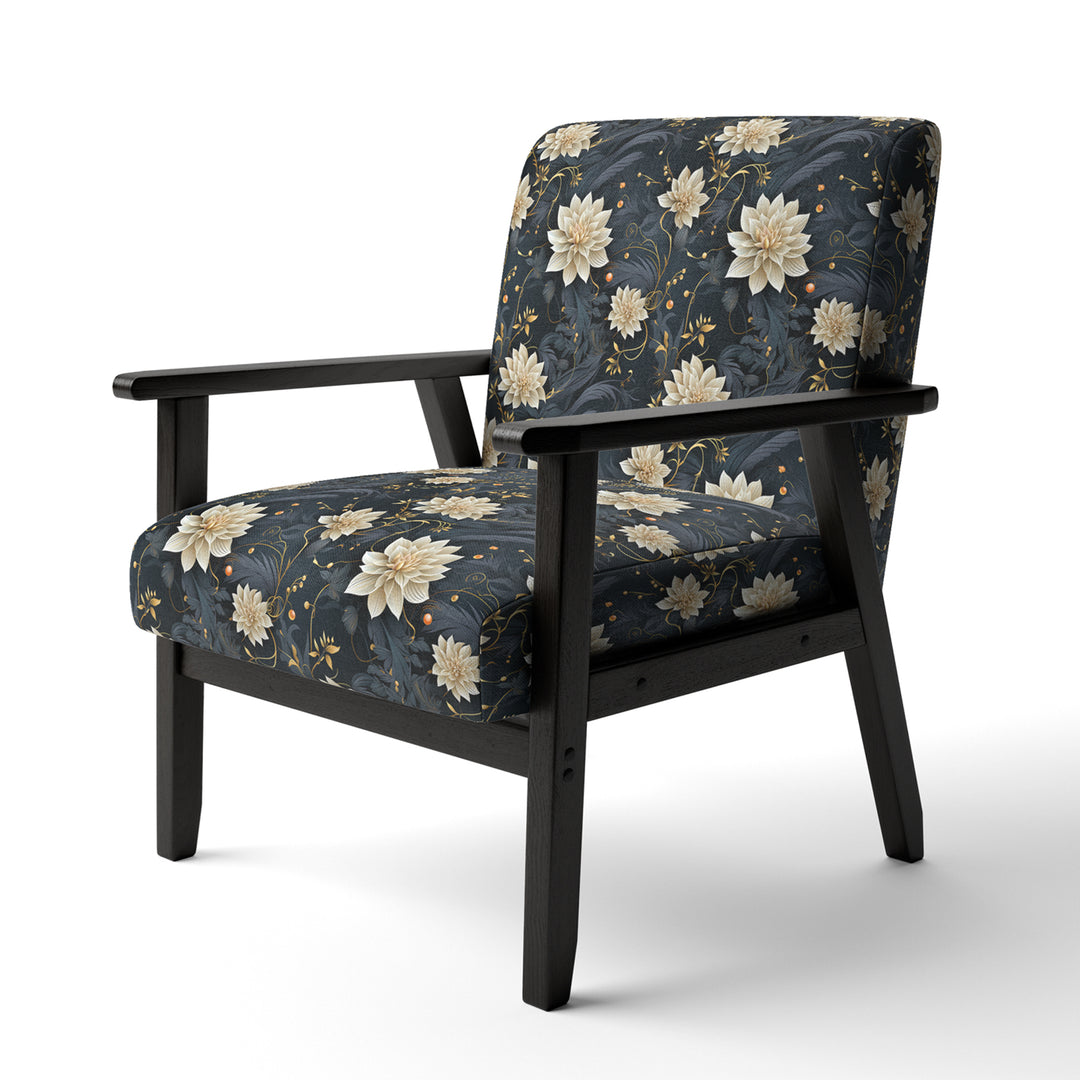 Beige And Blue Meditation Flowers Delight - Bohemian Arm Chair