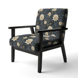 Beige And Blue Meditation Flowers Delight - Bohemian Arm Chair