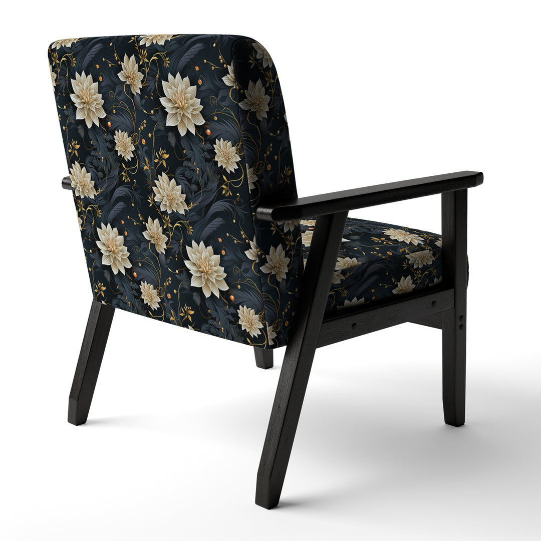 Beige And Blue Meditation Flowers Delight - Bohemian Arm Chair