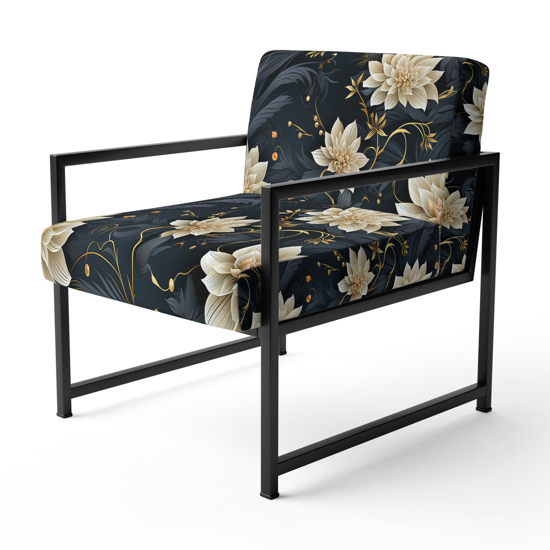 Beige And Blue Meditation Flowers Delight - Bohemian Arm Chair