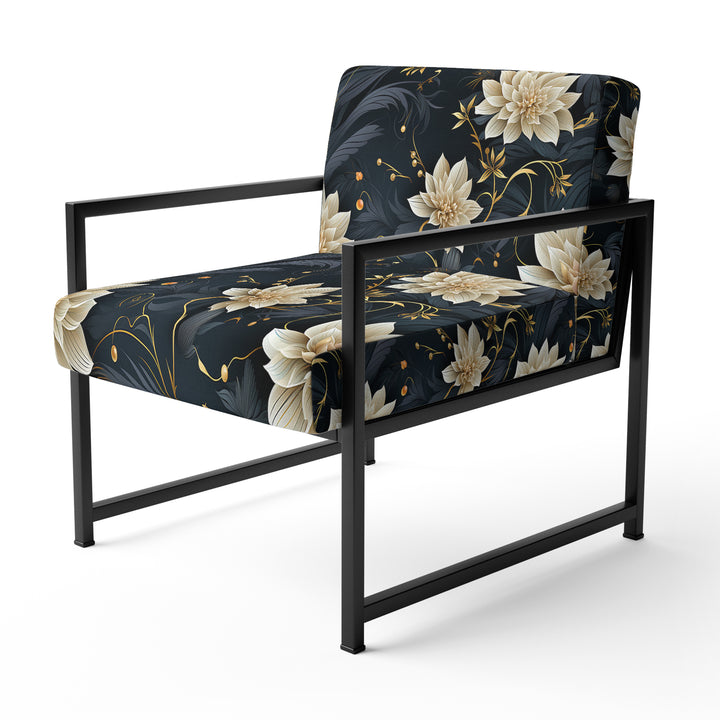 Beige And Blue Meditation Flowers Delight - Bohemian Arm Chair