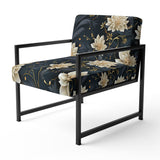Beige And Blue Meditation Flowers Delight - Bohemian Arm Chair