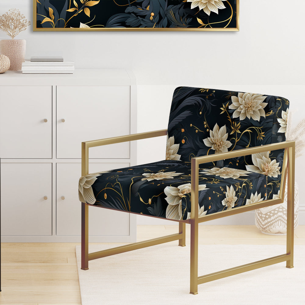 Beige And Blue Meditation Flowers Delight - Bohemian Arm Chair