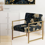 Beige And Blue Meditation Flowers Delight - Bohemian Arm Chair