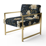 Beige And Blue Meditation Flowers Delight - Bohemian Arm Chair