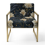 Beige And Blue Meditation Flowers Delight - Bohemian Arm Chair