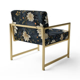 Beige And Blue Meditation Flowers Delight - Bohemian Arm Chair