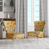 Multi-Colour Bird On Tree - Upholstered Farmhouse Accent Slipper Chair