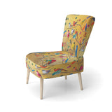 Multi-Colour Bird On Tree - Upholstered Farmhouse Accent Slipper Chair