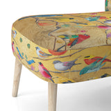 Multi-Colour Bird On Tree - Upholstered Farmhouse Accent Slipper Chair