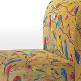 Multi-Colour Bird On Tree - Upholstered Farmhouse Accent Slipper Chair