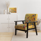 Multi-Colour Bird On Tree - Upholstered Farmhouse Accent Slipper Chair