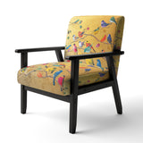 Multi-Colour Bird On Tree - Upholstered Farmhouse Accent Slipper Chair