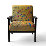 Multi-Colour Bird On Tree - Upholstered Farmhouse Accent Slipper Chair