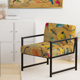 Multi-Colour Bird On Tree - Upholstered Farmhouse Accent Slipper Chair