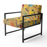 Multi-Colour Bird On Tree - Upholstered Farmhouse Accent Slipper Chair