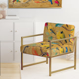 Multi-Colour Bird On Tree - Upholstered Farmhouse Accent Slipper Chair