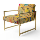 Multi-Colour Bird On Tree - Upholstered Farmhouse Accent Slipper Chair