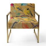 Multi-Colour Bird On Tree - Upholstered Farmhouse Accent Slipper Chair