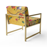 Multi-Colour Bird On Tree - Upholstered Farmhouse Accent Slipper Chair