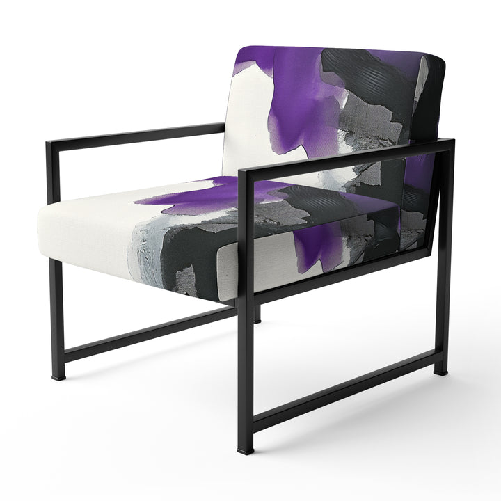 Purple And Black Abstract Watercolor Split - Upholstered Accent Chair
