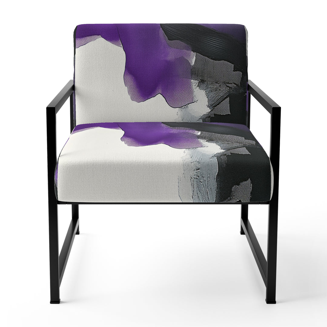 Purple And Black Abstract Watercolor Split - Upholstered Accent Chair