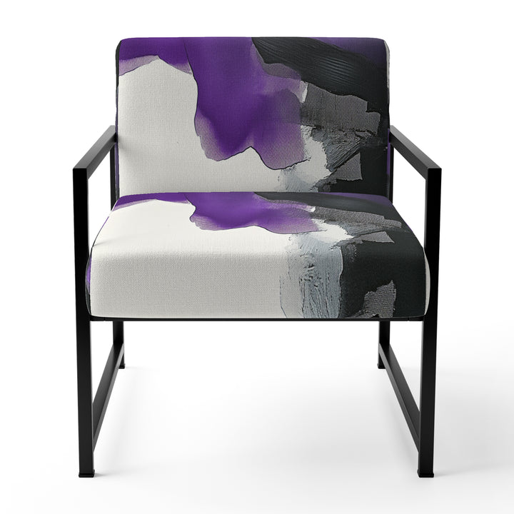 Purple And Black Abstract Watercolor Split - Upholstered Accent Chair