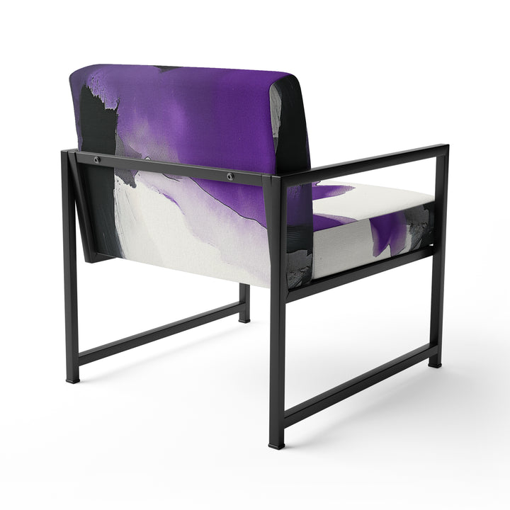Purple And Black Abstract Watercolor Split - Upholstered Accent Chair
