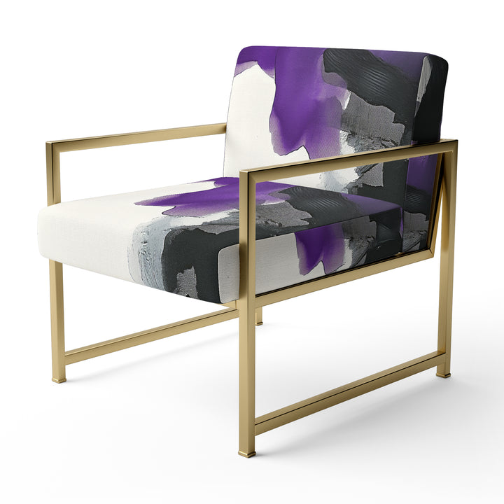 Purple And Black Abstract Watercolor Split - Upholstered Accent Chair
