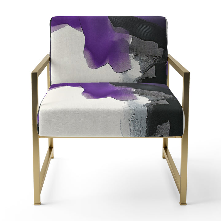 Purple And Black Abstract Watercolor Split - Upholstered Accent Chair