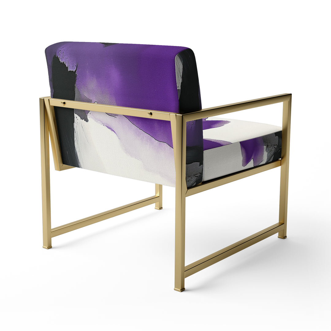 Purple And Black Abstract Watercolor Split - Upholstered Accent Chair