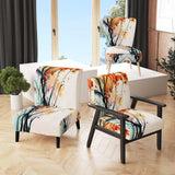 Abstract Orange Flowers- Upholstered Accent Chair