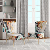 Abstract Orange Flowers- Upholstered Accent Chair