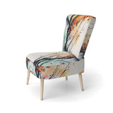 Abstract Orange Flowers- Upholstered Accent Chair