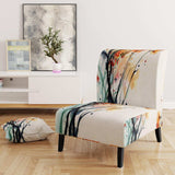 Abstract Orange Flowers- Upholstered Accent Chair