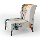 Abstract Orange Flowers- Upholstered Accent Chair