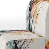 Abstract Orange Flowers- Upholstered Accent Chair