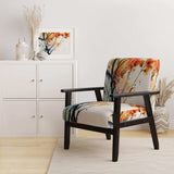 Abstract Orange Flowers- Upholstered Accent Chair