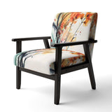 Abstract Orange Flowers- Upholstered Accent Chair