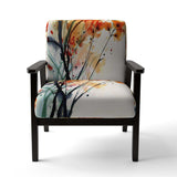 Abstract Orange Flowers- Upholstered Accent Chair