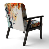 Abstract Orange Flowers- Upholstered Accent Chair