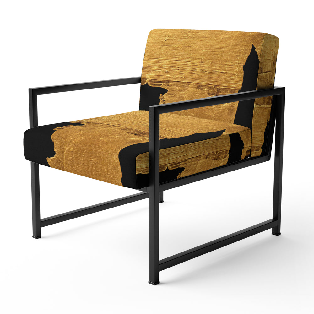 Gilded Gold And Black Abstract Strokes - Upholstered Accent Chair