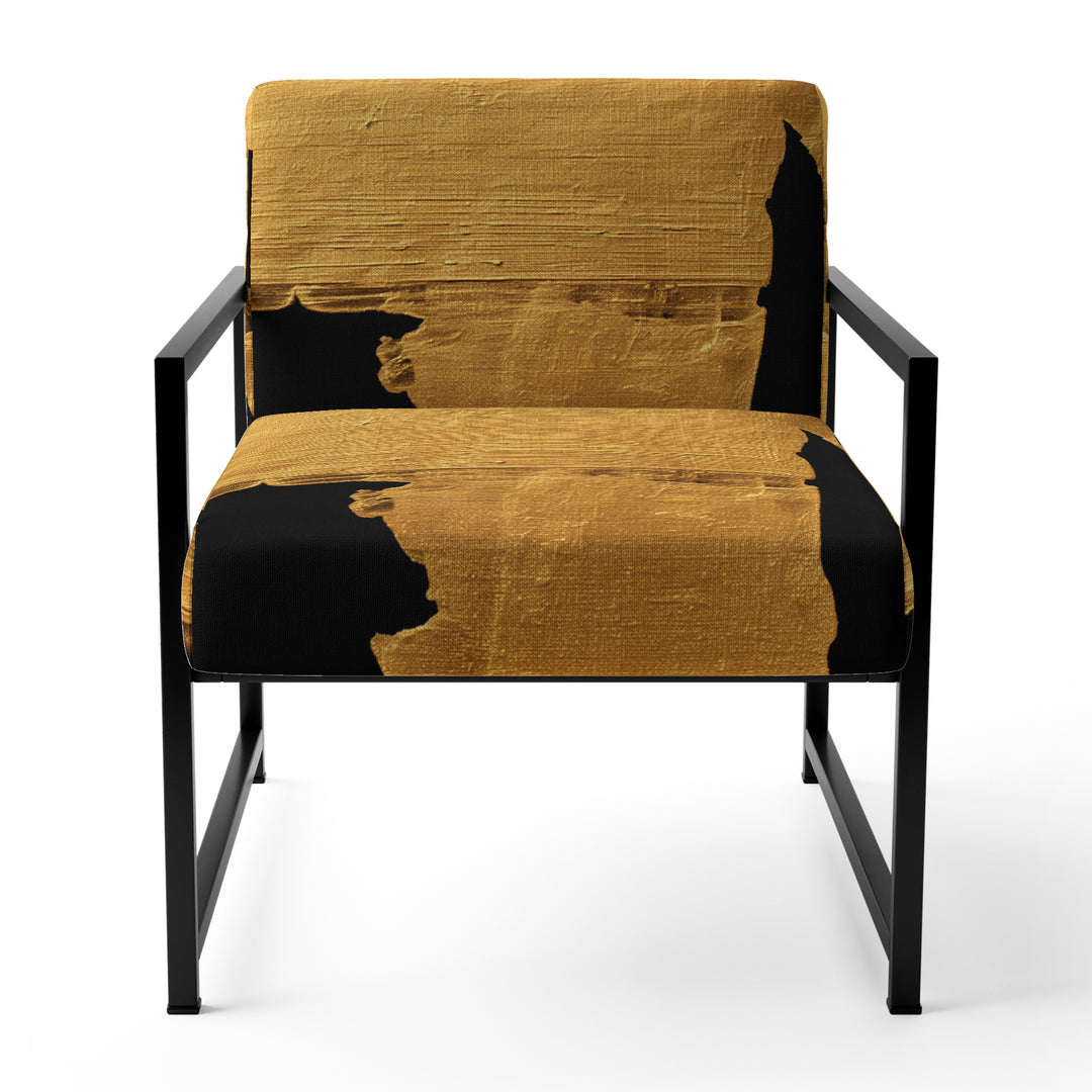 Gilded Gold And Black Abstract Strokes - Upholstered Accent Chair